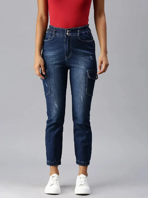 Women's Navy Blue Solid Jogger Denim Jeans-IM-9843-Navyblue Stylish High-Waist Skinny Denim Women's Navy Blue Solid Jogger Denim Jeans-IM-9843-Navyblue Stylish High-Waist Skinny Denim