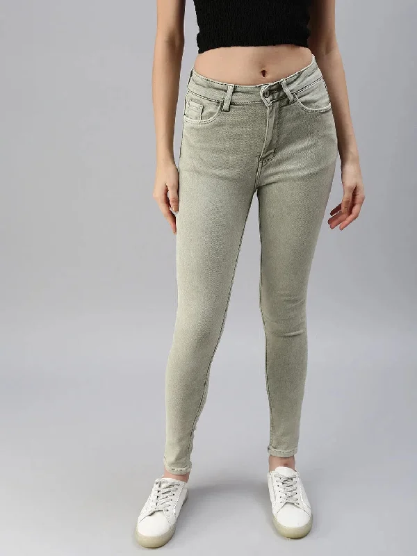 Women's Olive Solid Denim Skinny Jeans-GZ-5154-Olive Comfortable Stretch Denim Jeans Women's Olive Solid Denim Skinny Jeans-GZ-5154-Olive Comfortable Stretch Denim Jeans