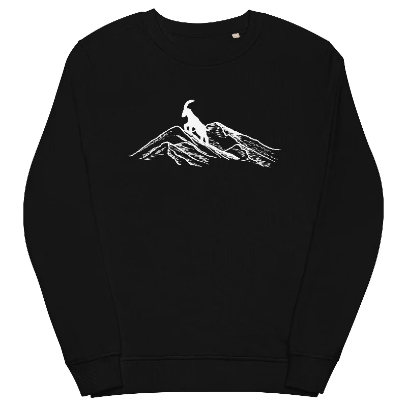 Alpensteinbock auf Berg - Unisex Premium Organic Sweatshirt Hoodie with Ribbed Cuffs Snug Fit Comfort