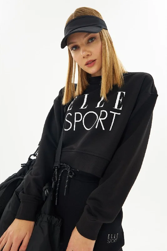 Angelino Sport White Printed Female Crop Sweatshirt Hoodie with Set-In Sleeves Structured Classic Angelino Sport White Printed Female Crop Sweatshirt Hoodie with Set-In Sleeves Structured Classic