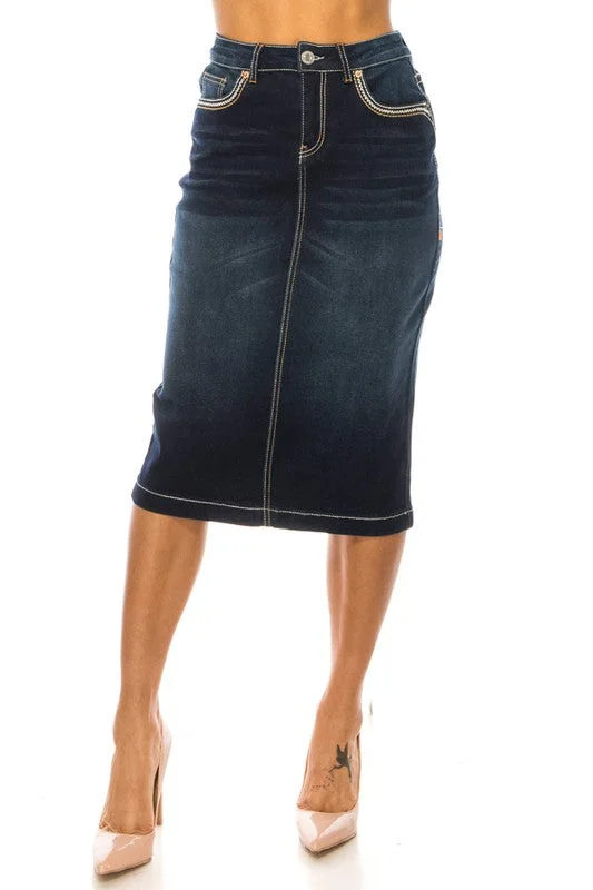 Ashley Dark Denim Skirt cotton skirt soft