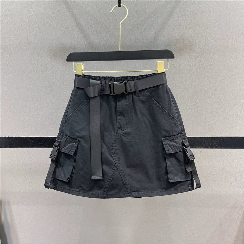 Black High Waist Casual Pocket Hip Skirt cashmere skirt soft
