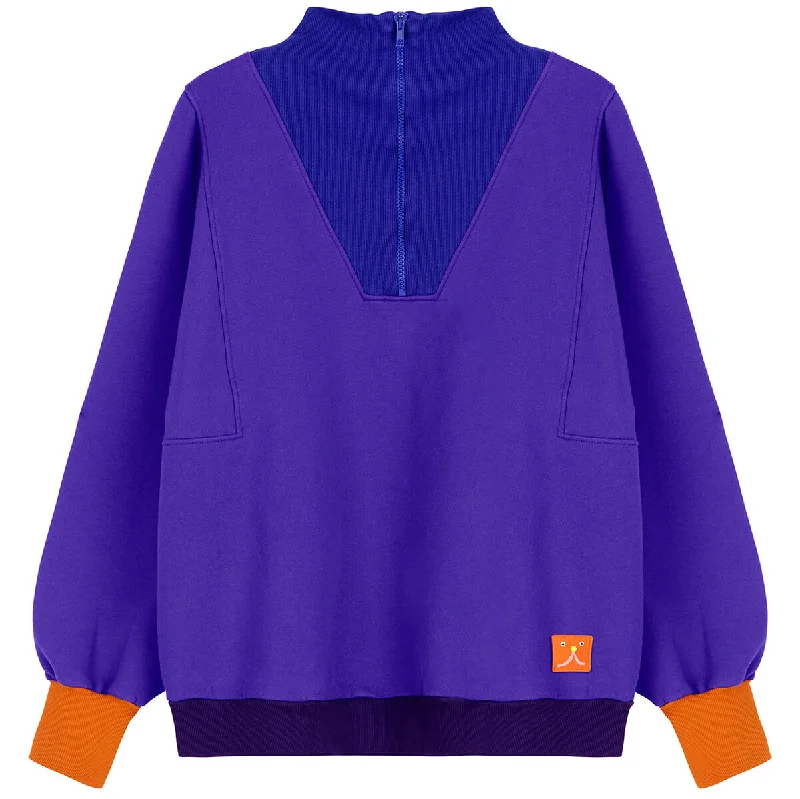 Colour Block Zipped Sweatshirt by Bobo Choses Womenswear Hoodie with V-Neck Classic Versatile