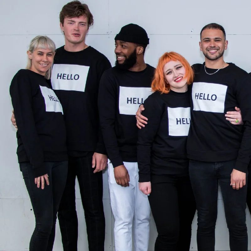 Unisex Limited Edition HELLO Sweatshirt Hoodie with Hem Patch Decorative Personalized
