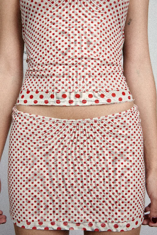 ELEKTRA SKIRT - WHITE POLKA DOT elastic waist skirt