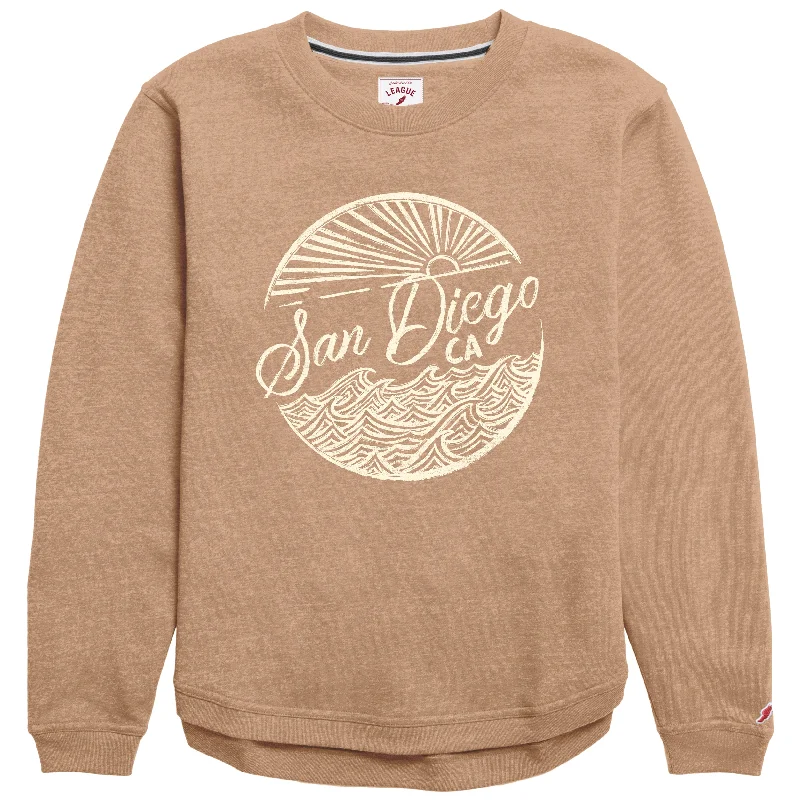 Elysian Waves San Diego Crew Sweatshirt Hoodie with Applique Textured Unique