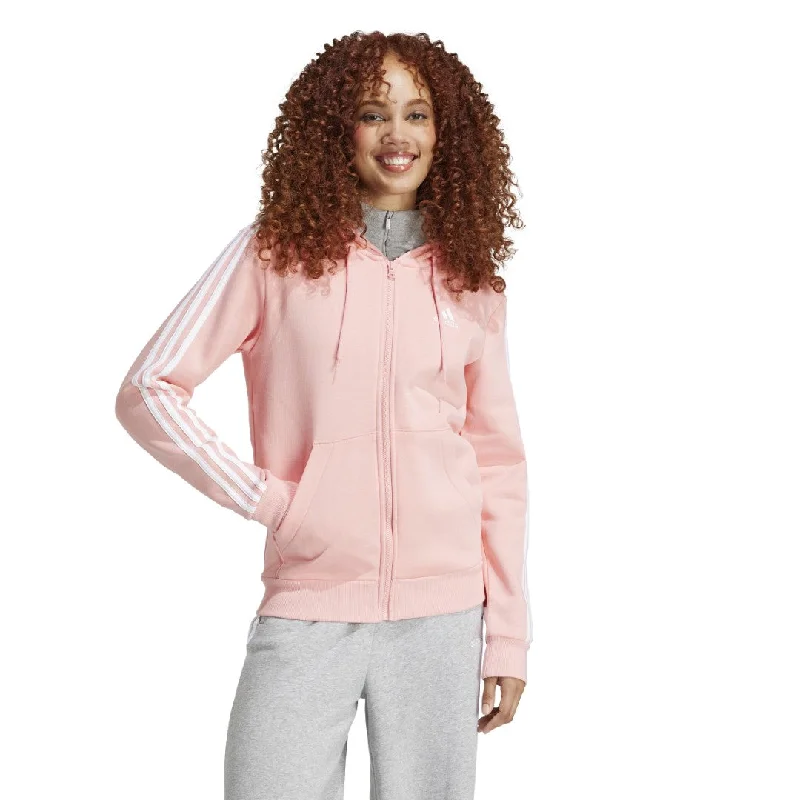 Essentials 3-Stripes Full-Zip Fleece Hoodie Hoodie with Back Slit Movement Comfort