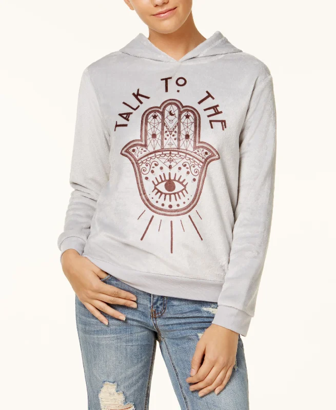 Hybrid Juniors Hamsa Plush Graphic Hoodie Hoodie with Button Classic Timeless