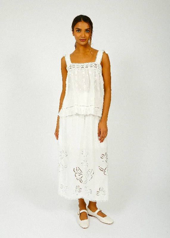 LM Paola Skirt in White corduroy skirt cozy