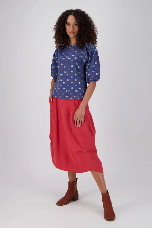Milwaukee Fiesta Skirt Burnt Orange in Slub Linen leather skirt modern