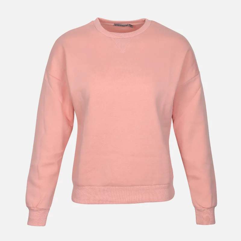 LADIES BASIC FLEECE SWEATSHIRT Hoodie with Ribbed Hem Stretchable Secure