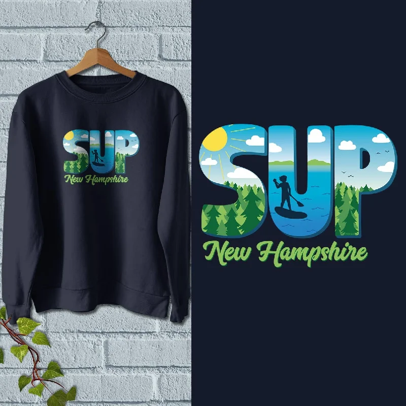 New Hampshire SUP Stand Up Paddleboard Sweatshirt Adult Unisex S-XXL Hoodie with Puffed Sleeves Voluminous Trendy