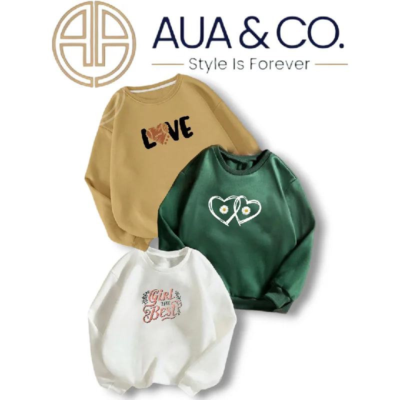Winter Women's Sweatshirt Deal Of 3 Premium Fleece Baige, Dark Green, White Hoodie with Rhinestones Sparkly Elegant