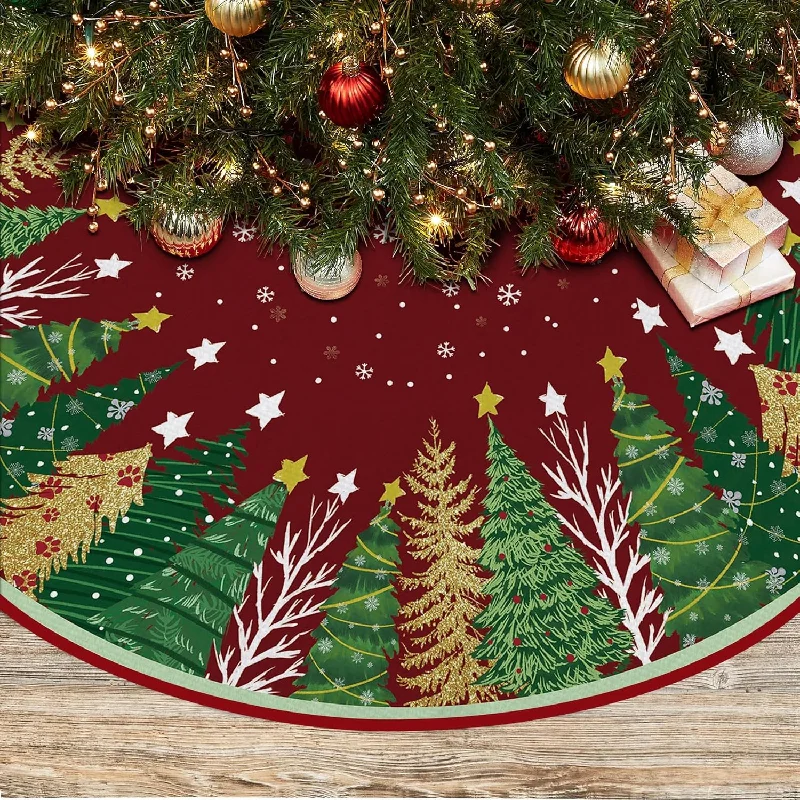 Red Leaves Pencil Tree Skirt - 48 Inches casual skirt length