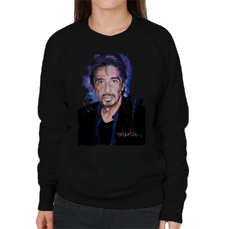 Sidney Maurer Original Portrait Of Al Pacino Goatee Women's Sweatshirt Hoodie with Earth Tones Natural Calm