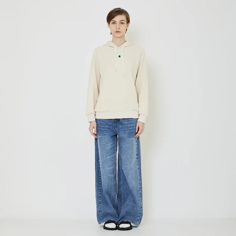 Women Embroidered Hoodie - Cream - SW2403049A Hoodie with Elastic Cuffs Stretchable Comfortable