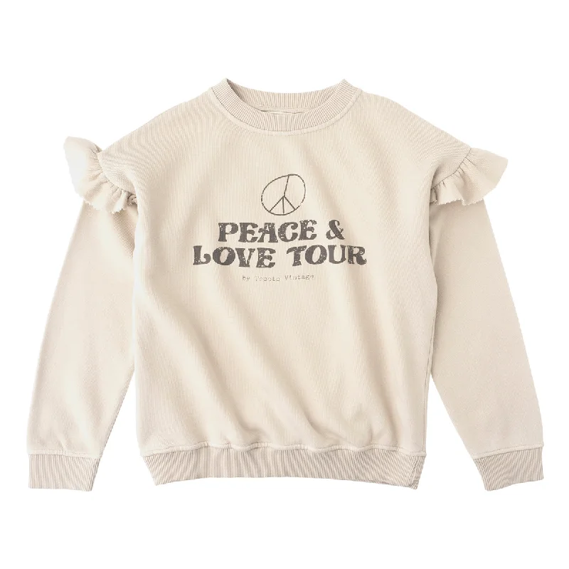 Tocoto Vintage Peace & Love Tour Sweatshirt Hoodie with Typography Text Message