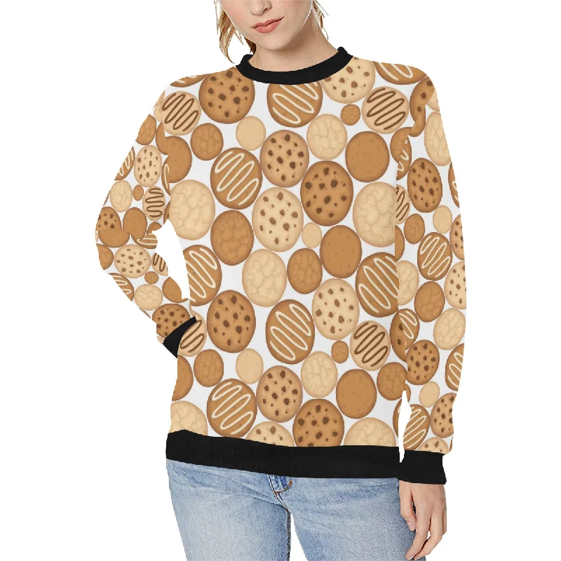 Various cookie pattern Women's Crew Neck Sweatshirt Hoodie Dress Longline Feminine