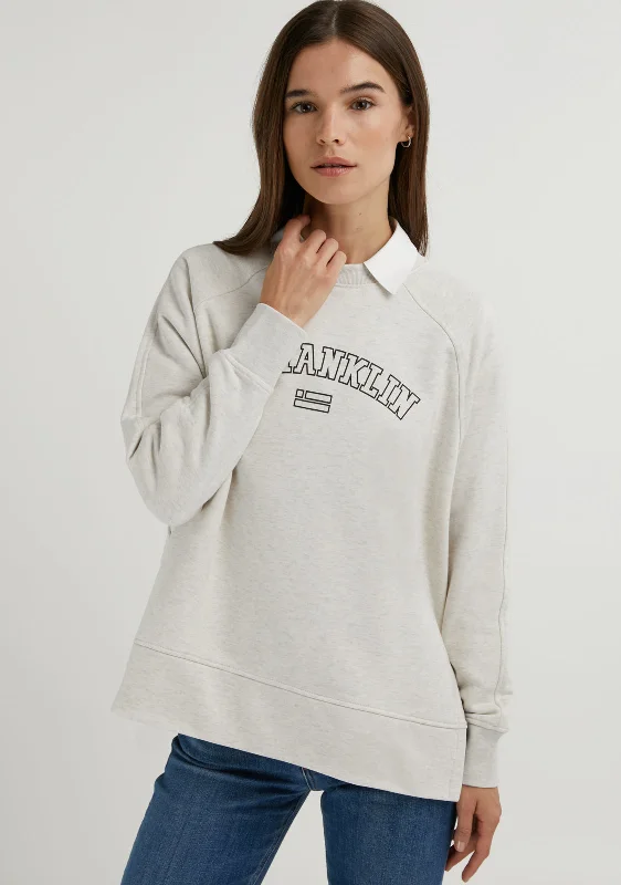 Varsity Oversized Crew Neck Sweatshirt Grey / Black Hoodie with Logo Branding Identity