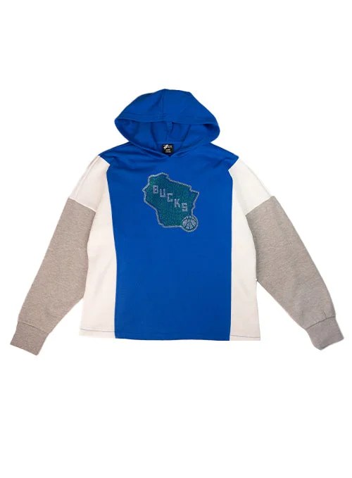 Women's G-III Gameplan Rhinestone Blue Milwaukee Bucks Hooded Sweatshirt Hoodie Sweatshirt Pullover