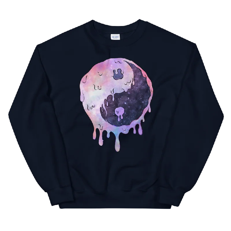 Yinyang Melting Graphic Sweatshirt Hoodie with Longline Fit Extended Stylish